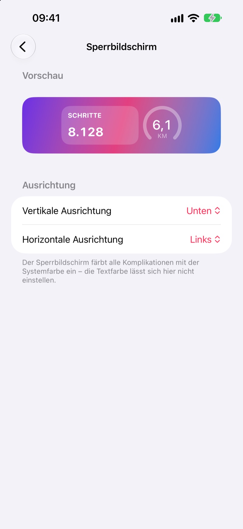 Erscheinungsbild für den Sperrbildschirm
