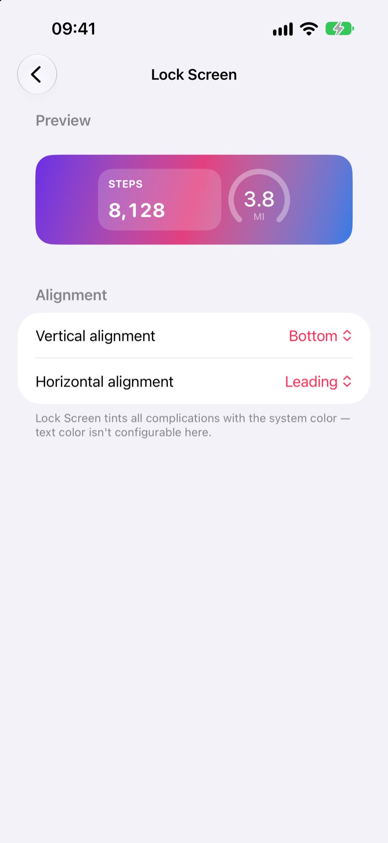 Lock Screen appearance settings