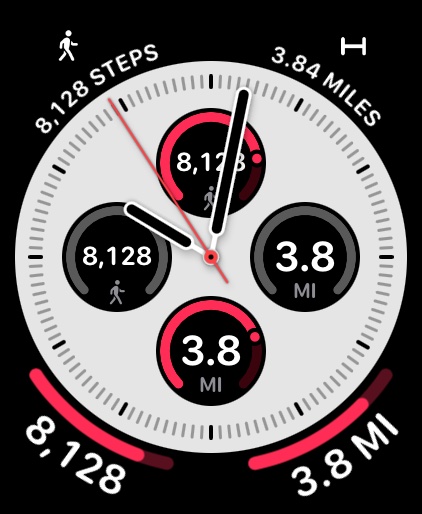 Infograph watch face with steps and distance complications